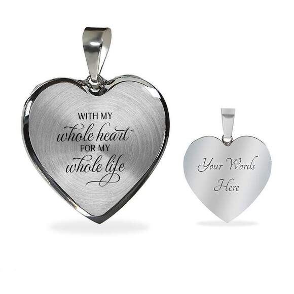 Jewelry - With My Whole Heart Necklace Personalized Engraved Silver Heart Necklace Custom